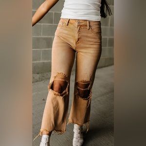 Vervet mustard denim cropped jeans